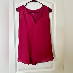 LOFT Sleeveless V-Neck Blouse | Deep Red Workwear Tank Top | Size S | work life